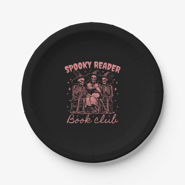 Spooky Reader Book Club D Red Paper Plate (Front)