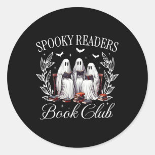 Spooky Readers Book Club Funny Ghost Teacher Happy Classic Round Sticker