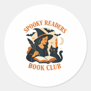 Spooky Readers Book Club Witch Cat Magic Tank Top_ Classic Round Sticker