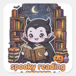 Spooky Reading Season Cute Vampire Library Sticker