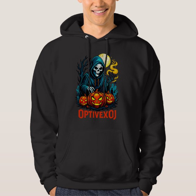 Spooky Reaper Jack-o'-Lantern Halloween Apparel  Hoodie (Front)
