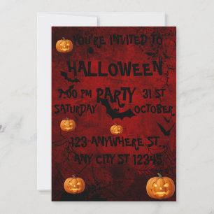 Spooky Red & Black Halloween Costume Party Invitation
