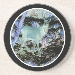 Spooky Red Deer Stag Dark Woodland Forest Dramatic Coaster
