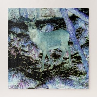 Spooky Red Deer Stag Jigsaw Puzzle