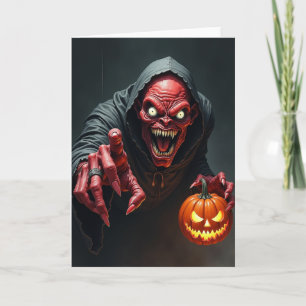 Spooky Red Demons Grin Card
