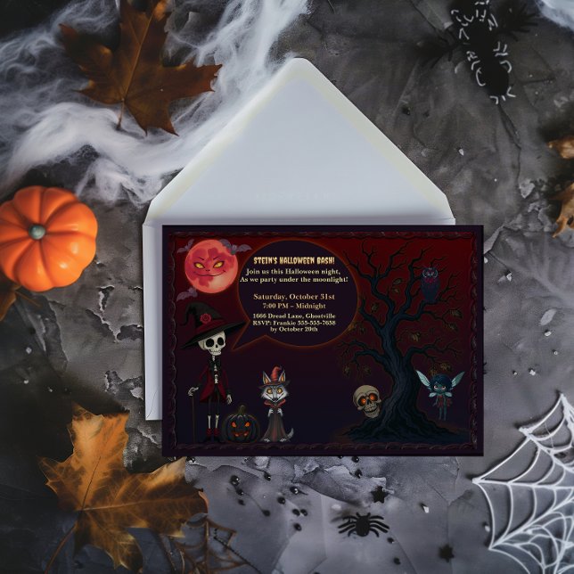 Spooky Red Moonlit Night Halloween Invitation (Creator Uploaded)