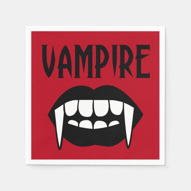 Spooky Red Vampire Halloween Napkin (Front)
