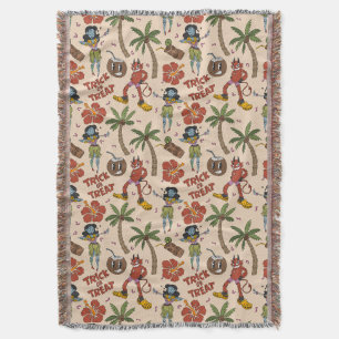 Spooky Reto Luau Throw Blanket