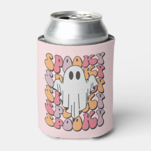 Spooky Retro Ghost Can Cooler