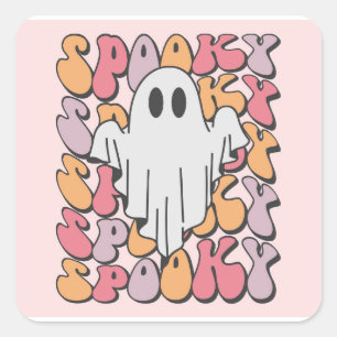 Spooky Retro Ghost Square Sticker