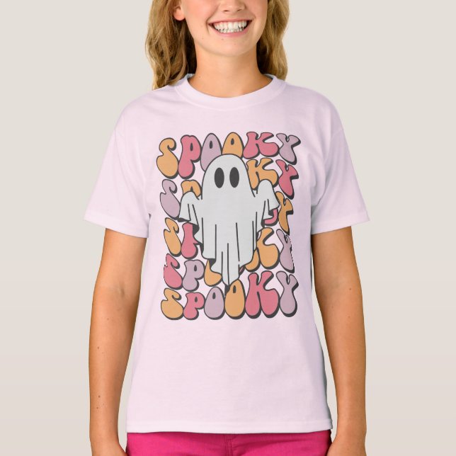 Spooky Retro Ghost T-Shirt (Front)