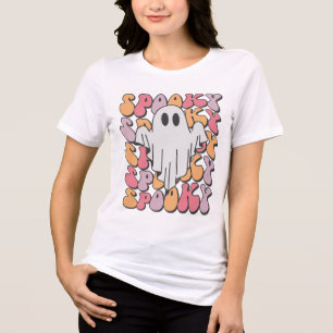 Spooky Retro Ghost Tri-Blend Shirt
