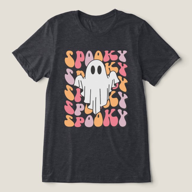 Spooky Retro Ghost Tri-Blend Shirt (Design Front)