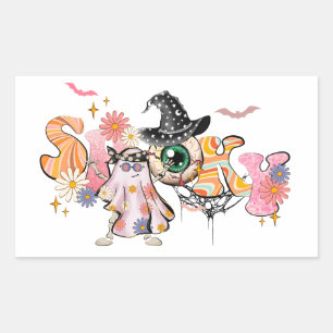 Spooky Retro Halloween Rectangular Sticker