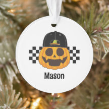 Spooky Retro Pumpkin Dude Baby Boys Name Halloween