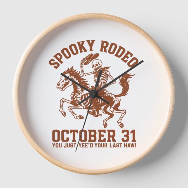 Spooky Rodeo Halloween October 31 Clock (Front)
