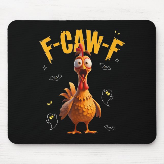 Spooky Rooster F-caw-f Ghost  Mouse Mat (Front)