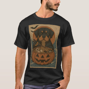 Spooky Rottweiler Pumpkin Japanese Ramen Noodles  T-Shirt