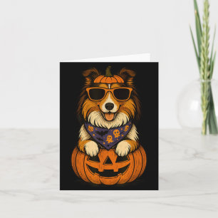 Spooky Rough Collie Pumpkin Halloween Dog Lover Card