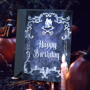 Spooky Royal Silver Vintage Gothic Skull King Card