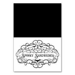 Spooky Sandwiches Vintage Halloween Food Tent Table Number