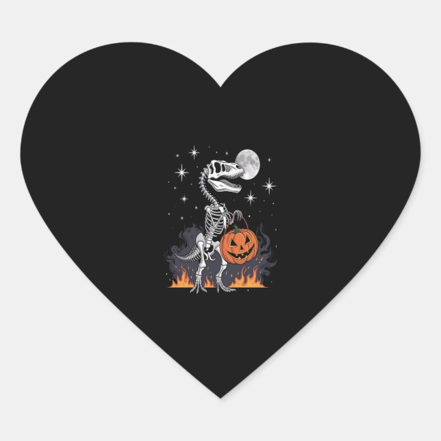 Spooky Saurus Halloween Dinosaur Heart Sticker (Front)