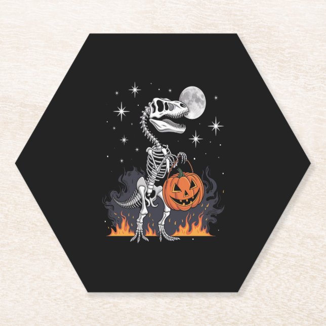 Spooky Saurus Halloween Dinosaur Paper Coaster (Front)