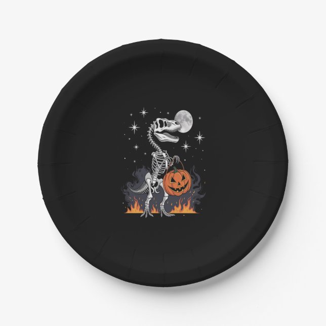 Spooky Saurus Halloween Dinosaur Paper Plate (Front)