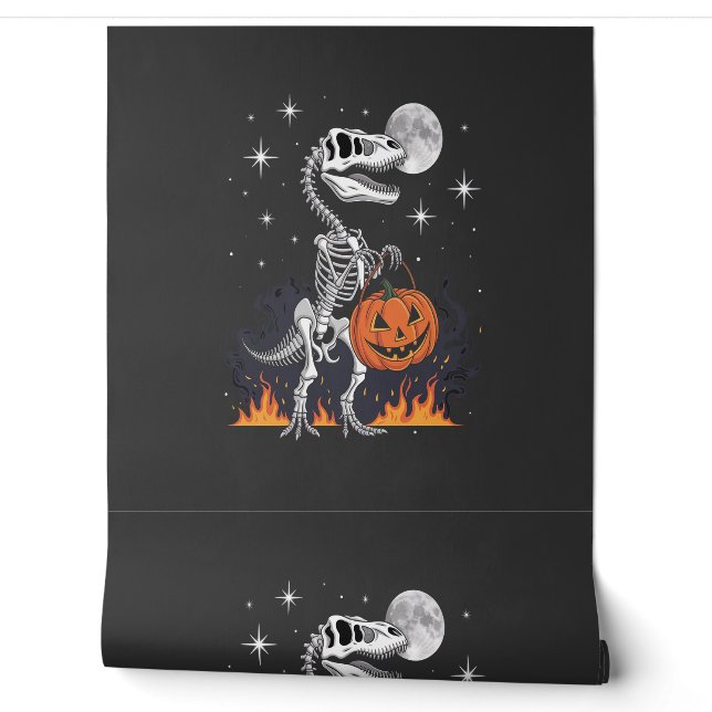 Spooky Saurus Halloween Dinosaur Wallpaper (Unrolling)
