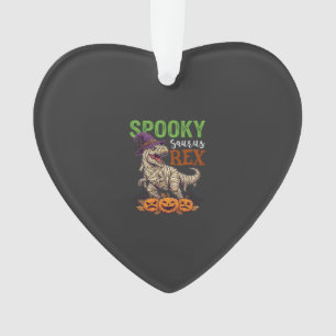 Spooky Saurus Rex Mummy Dinosaur Witch Hat Pumpkin Ornament