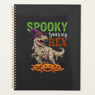 Spooky Saurus Rex Mummy Dinosaur Witch Hat Pumpkin Planner