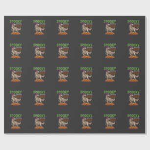 Spooky Saurus Rex Mummy Dinosaur Witch Hat Pumpkin Wrapping Paper