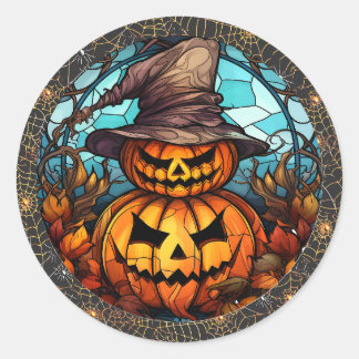 Spooky Scarecrow and Pumpkin Halloween Sticker