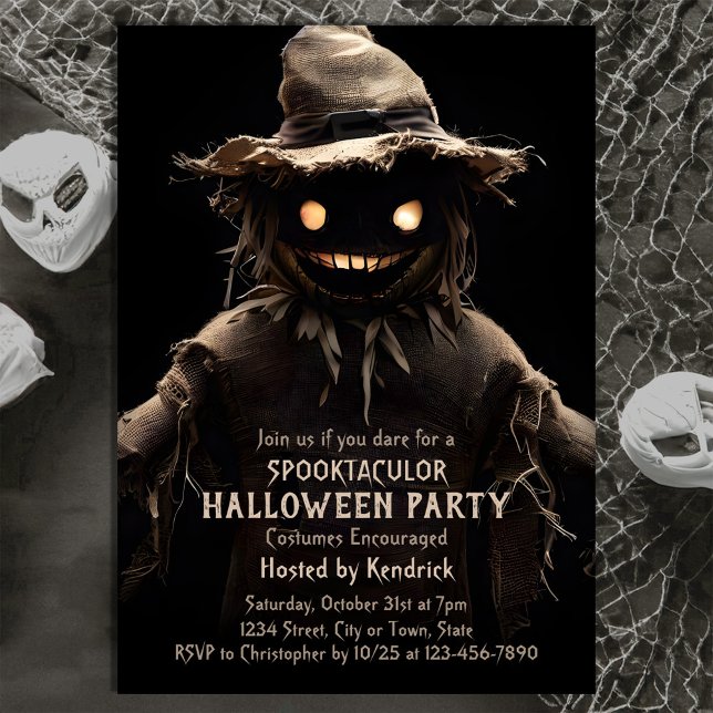 Spooky Scarecrow Halloween Costume Party Invitation (Creator Uploaded)