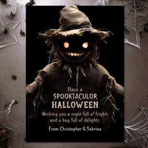 Spooky Scarecrow Halloween Greeting Holiday Card