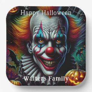 Spooky Scary Clown Halloween Party Personalised Paper Plate