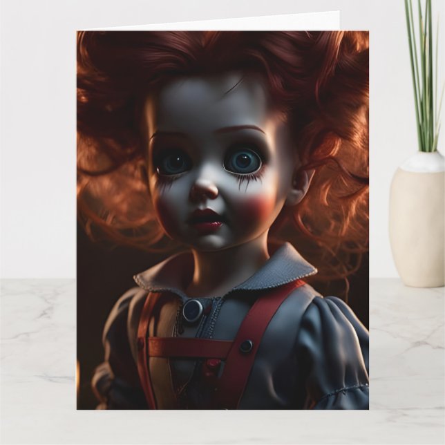 Spooky Scary Creepy Horror Halloween Themed Doll Card (Front)