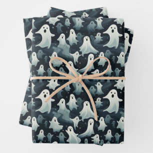 Spooky Scary Ghost Wrapping Paper Sheet