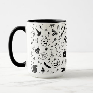 spooky scary halloween party doodle pattern mug