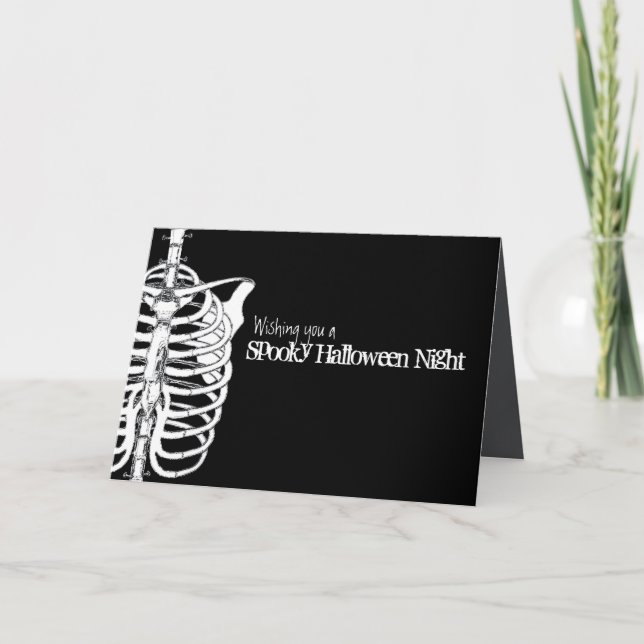 Spooky Scary Halloween Skeleton X-Ray Bones Card (Front)