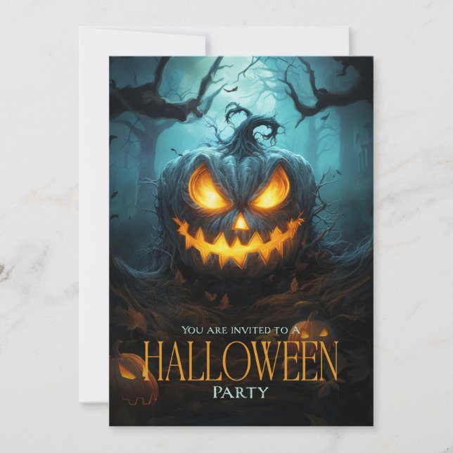 Spooky Scary Pumpkin Adult Halloween Party Invitation (Front)