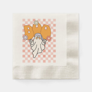 spooky scary retro vintage ghost design napkin