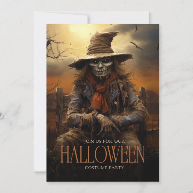 Spooky Scary Scarecrow Adult Halloween Party Invitation (Front)