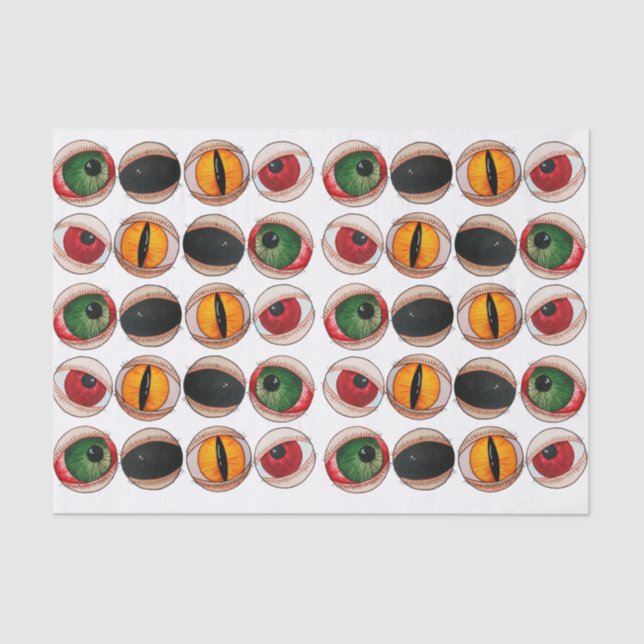 Spooky scary zombie gothic eyes halloween black tissue paper (Front)