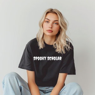 Spooky Scholar white typography T-Shirt