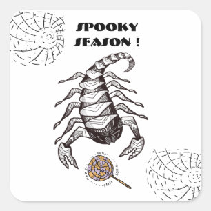 Spooky scorpion square sticker
