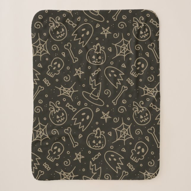 Spooky Seamless Pattern B (Style: 2) Sherpa Blanket (Front)