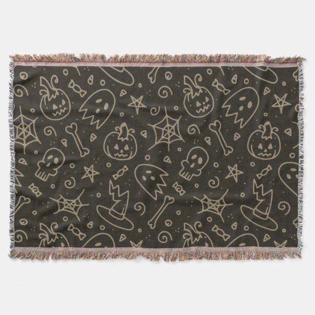 Spooky Seamless Pattern B (Style: 2) Throw Blanket (Front)