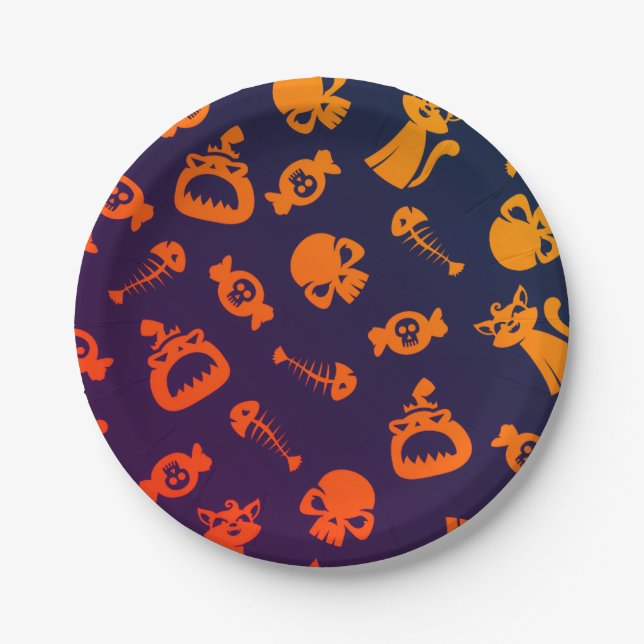 Spooky Seamless Pattern C (Style: 1) Paper Plate (Front)