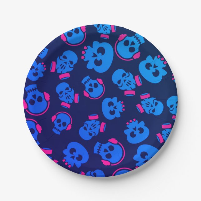 Spooky Seamless Pattern E (Style: 1) Paper Plate (Front)